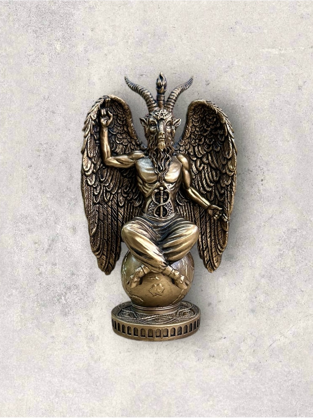 NEW Vintage Mini Bronze Baphomet Deity Altar Statue Figurine